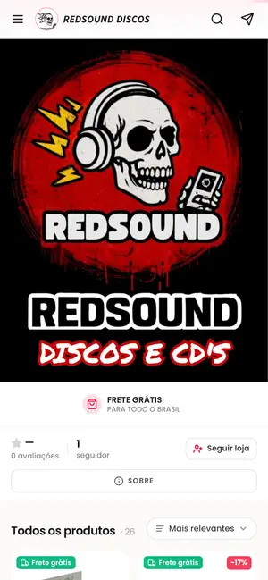Loja Redsound Discos aberta no celular